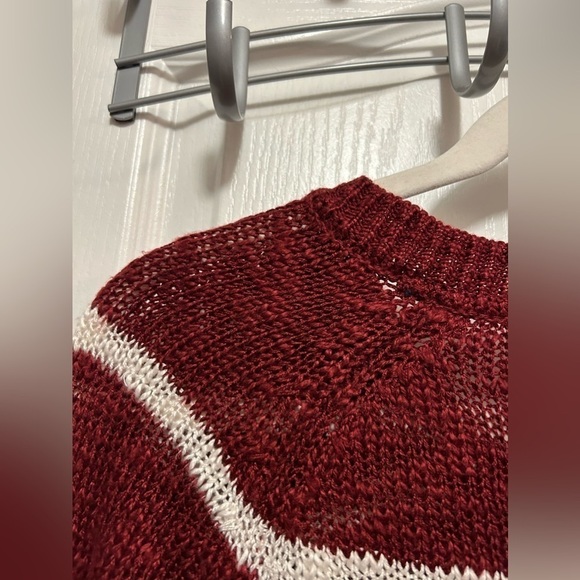 U.S. POLO ASSN. Red and White Stripe Sweater women’s large v neck pullover - Picture 12 of 16